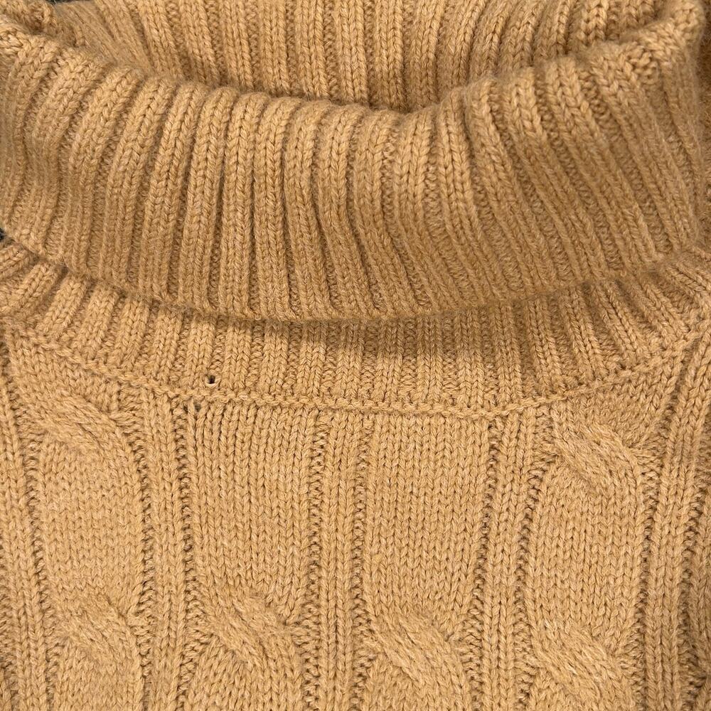 Truth Cable Knit Turtleneck Sweater Women's Size Large Cropped Mustard Yellow - Picture 9 of 9